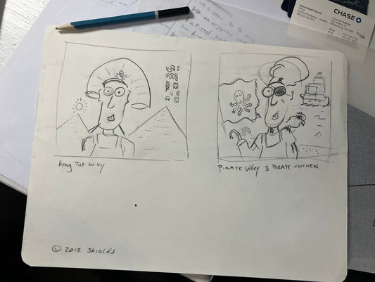 King Tut & Pirate Wiley Original Concept Sketch
