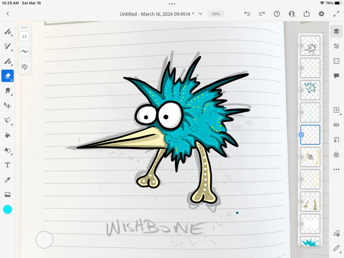 Wishbone Pirate Chicken - Original Sketch - RARE
