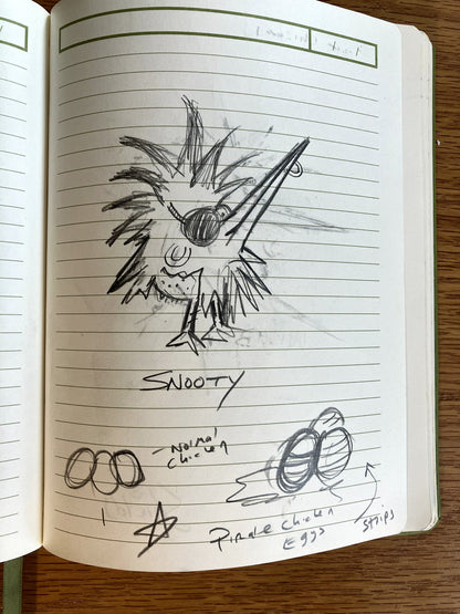 Wishbone Pirate Chicken - Original Sketch - RARE