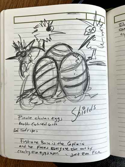 Baby Pirate Chickens Hatching From Eggs  - ORIGINAL SKETCH 1/1