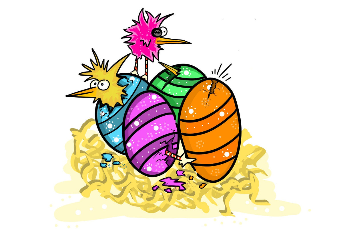 Baby Pirate Chickens Hatching From Eggs  - ORIGINAL SKETCH 1/1