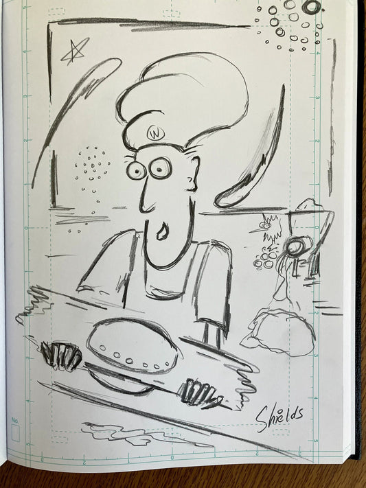 Wiley Invents the  Ravioli Spaceship - ORIGINAL SKETCH 1/1