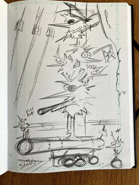 Pirate Chicken Attack - Original Sketch 1/1